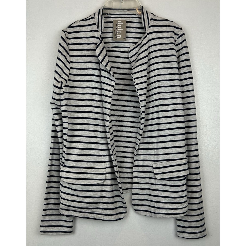 Anthropologie Dolan Blazer Women Medium Left Coast Gray Blue Striped Jacket Knit